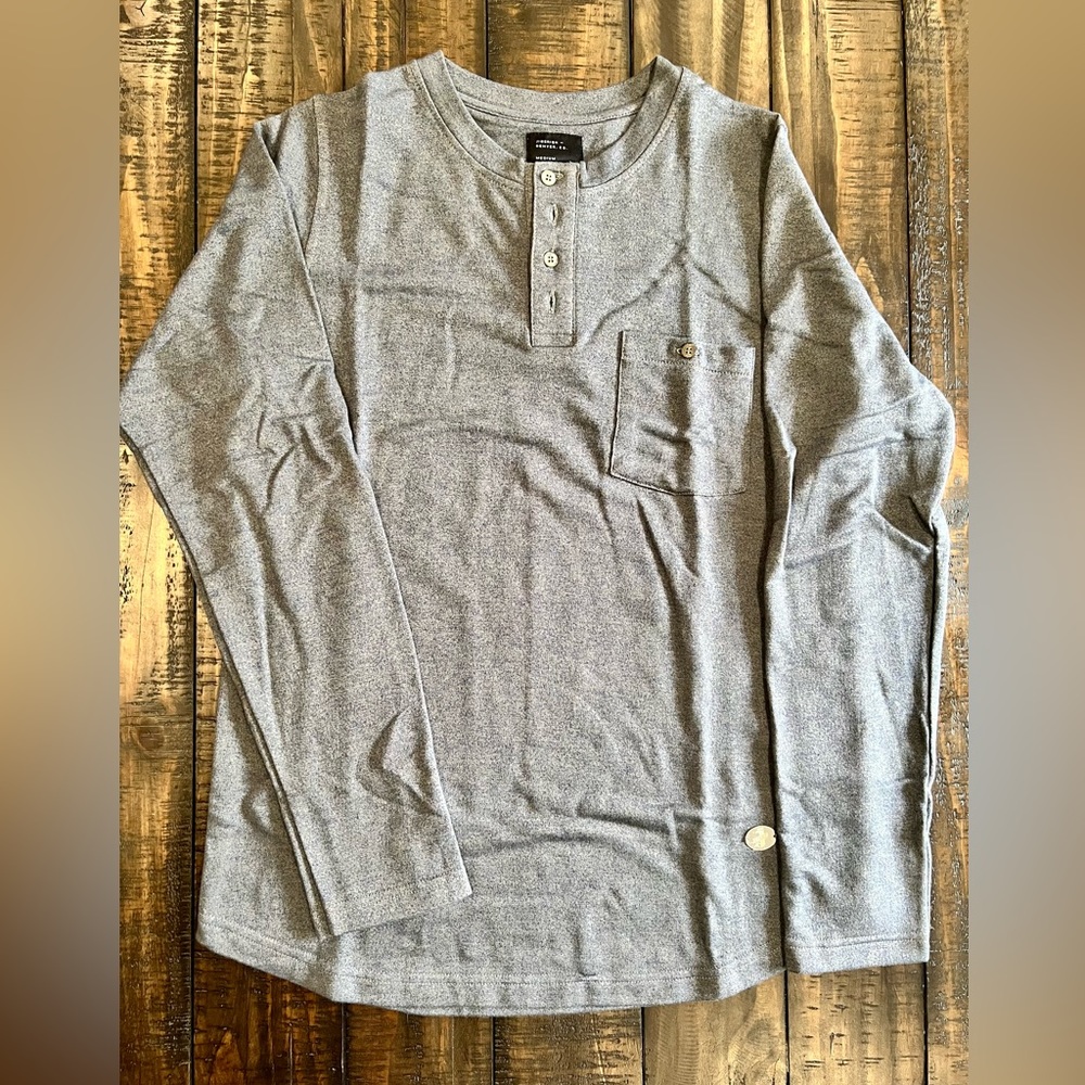 Jiberish Men’s Long Sleeve Henley Shirt Gray